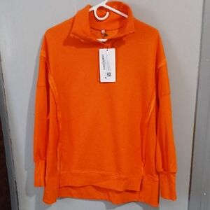 Cozy Orange Cowl-Neck Pullover Sweater